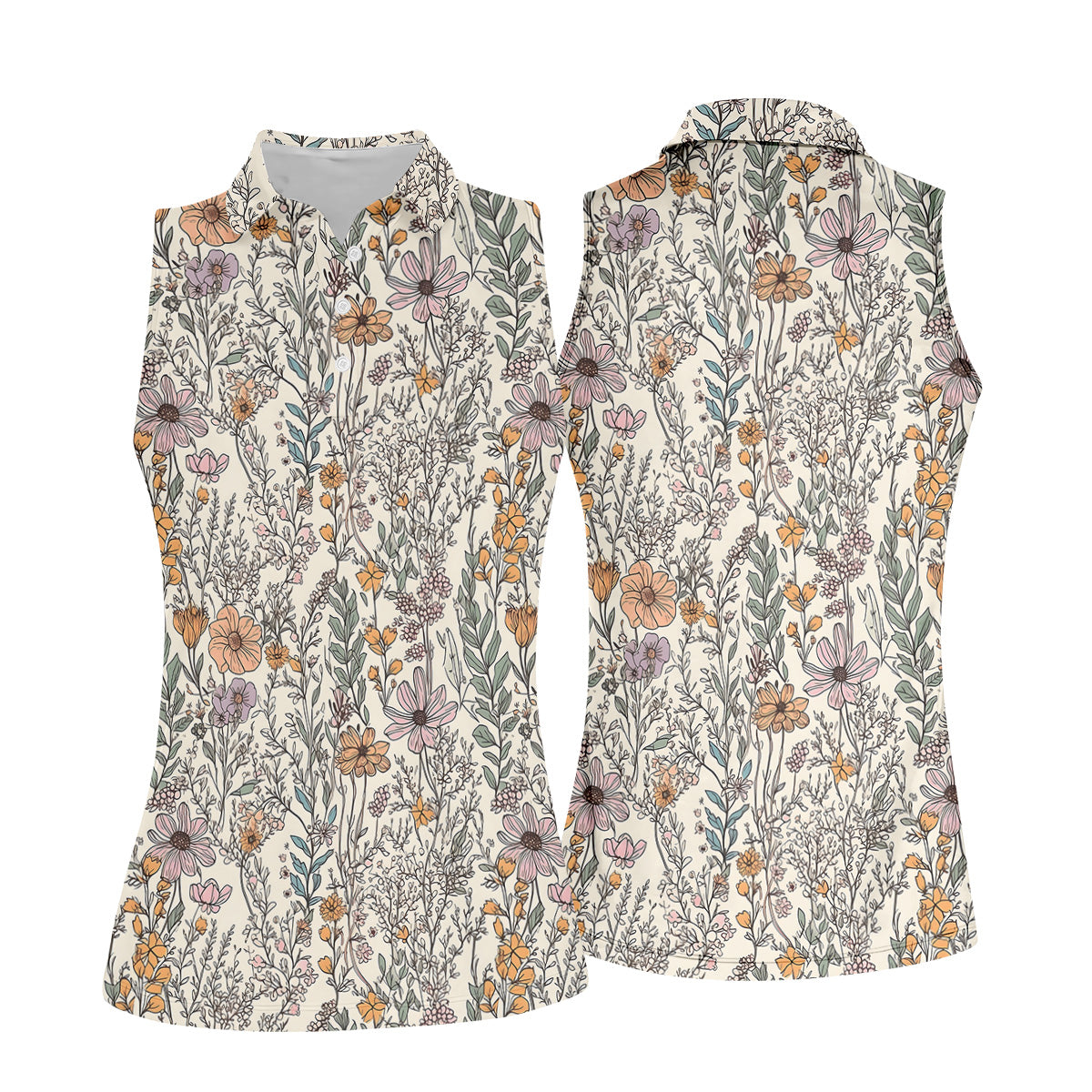 Foliage Floral Women Golf Top, Gifts For Golf Lovers, Golf Gifts For Women, Ladies Golf Shirts