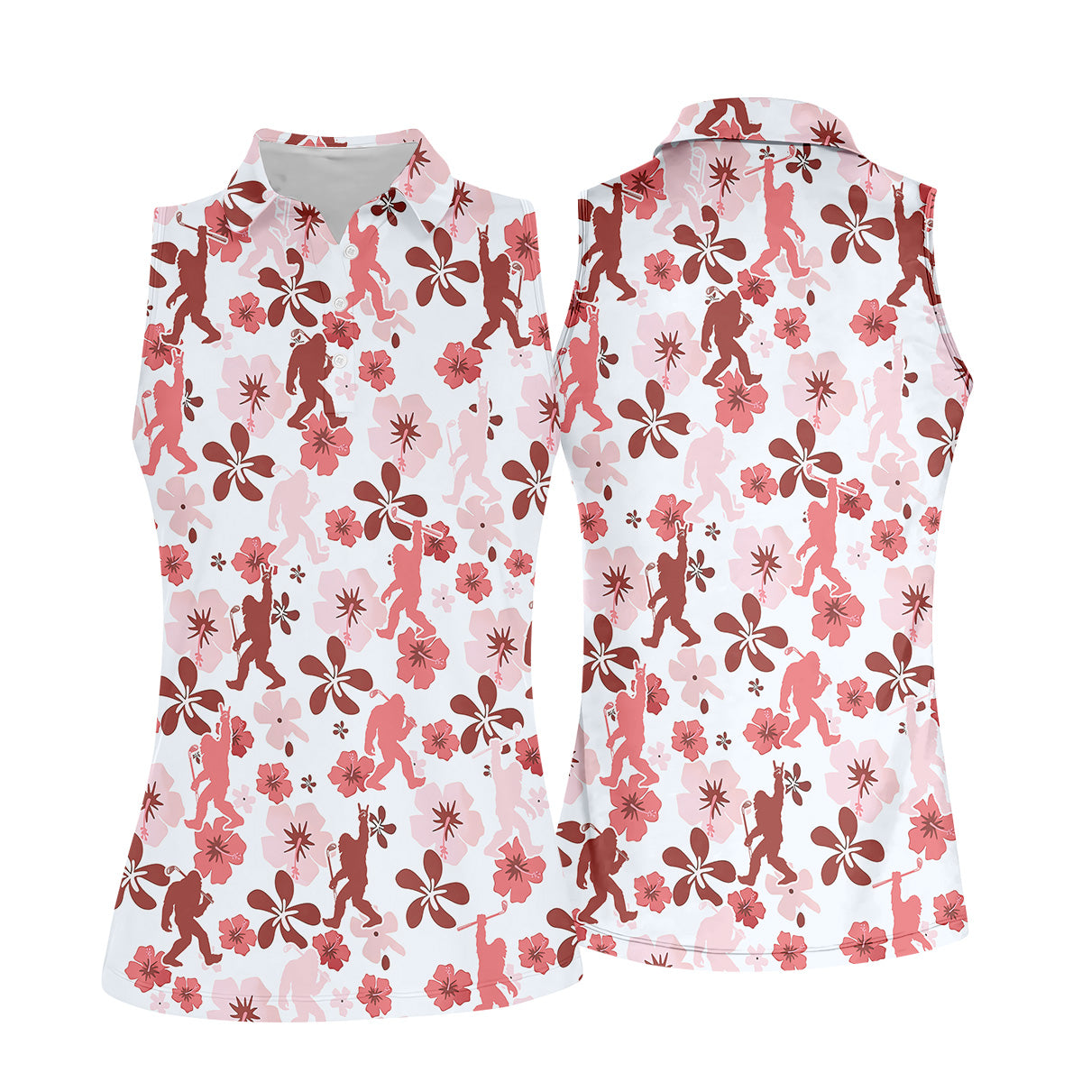Sasquatch Golf Shirt, Women Floral Shirt, Ladies Golf Polos, Golfing Apparel