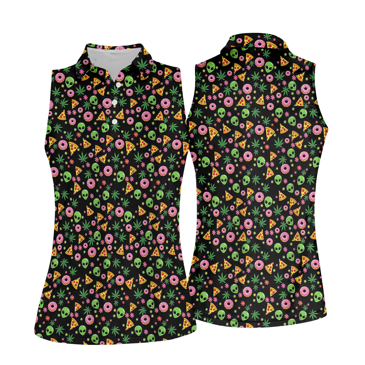 Dope Alien Pizza Leaves Women Golf Top, Gifts For Golf Lovers, Golf Gifts For Women, Ladies Golf Shirts
