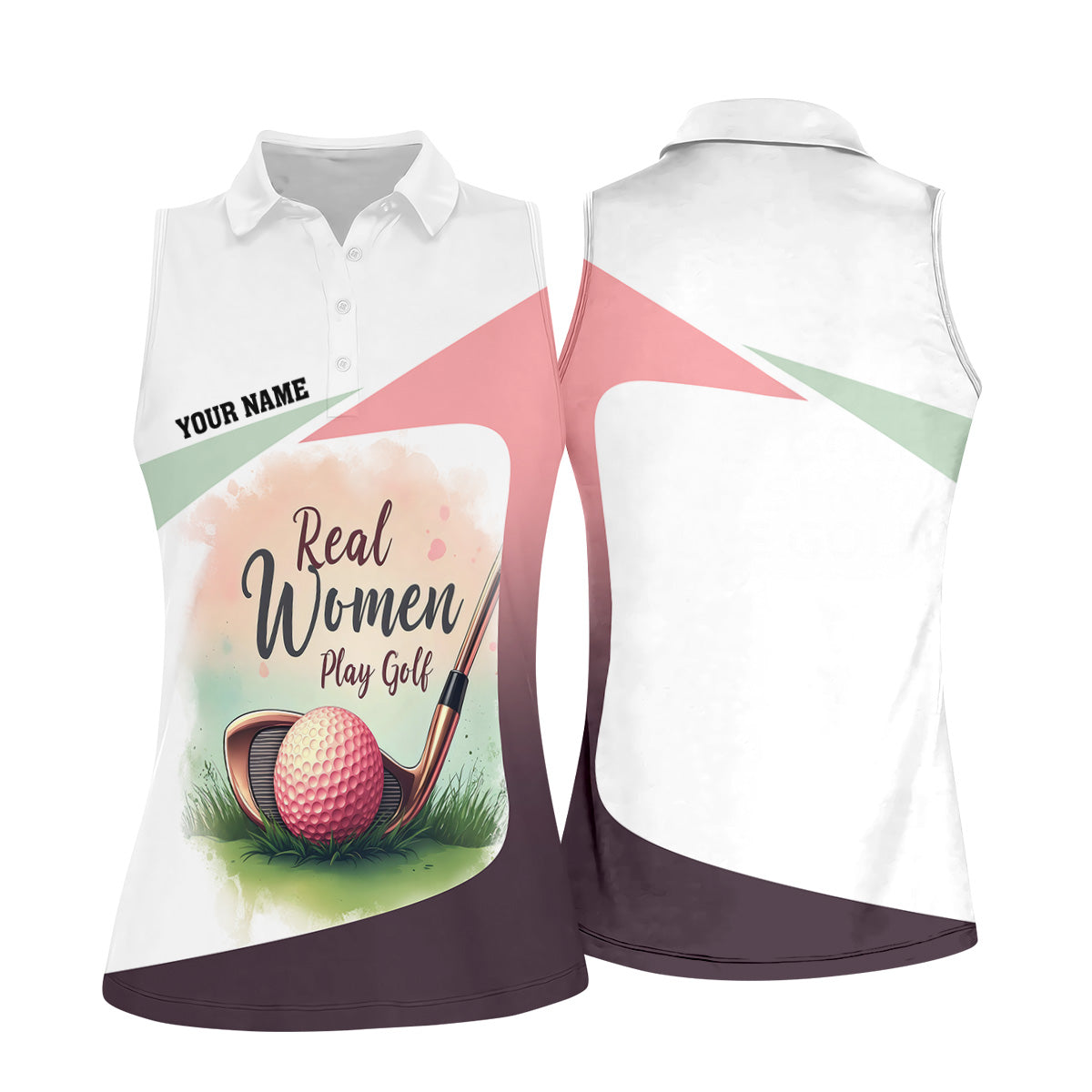 Real Women Play Golf Women Golf Top, Ladies Sleeveless Polo, Cool Golf Gift, Golfing Apparel
