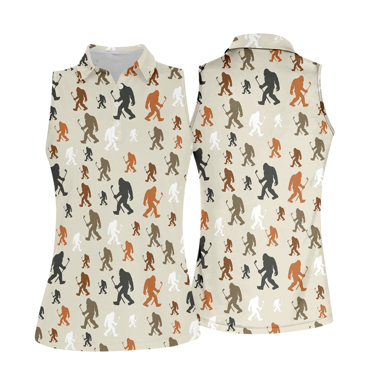 Bigfoot Silhouette Pattern Fun Women's Golf Shirts, Unique Gift For Golfer, Ladies Golf Polos
