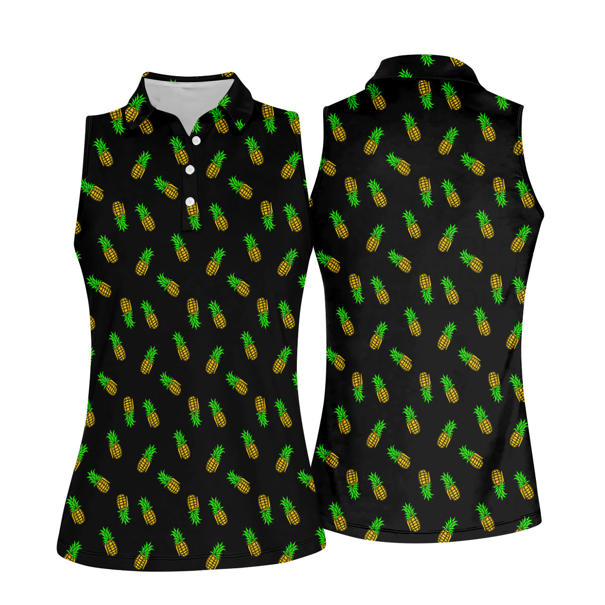 Pineapple Grenade Black And Yellow Women Golf Top, Cool Golf Gift, Ladies Golf Shirts, Golfing Apparel