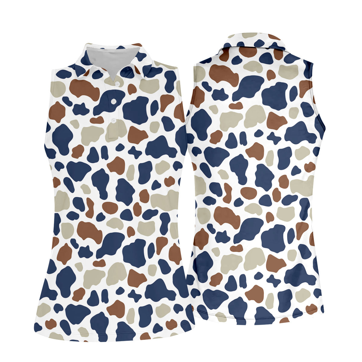 Cow Print Pattern Golf Polo ShirtFun Women's Golf Shirts, Ladies Golf Polos, Golfing Apparel