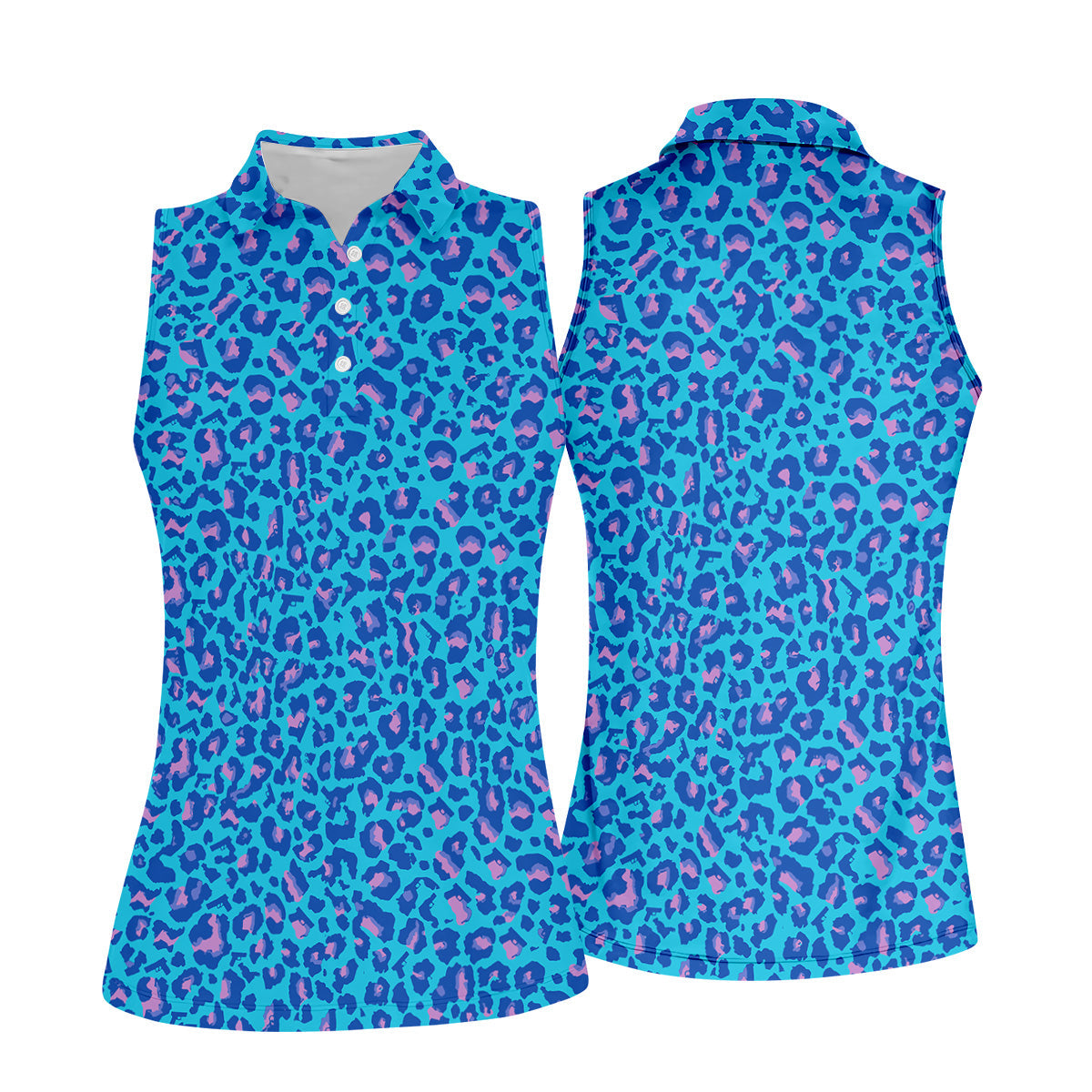 Blue Leopard Women Golf Top, Cool Golf Gift, Ladies Golf Shirts, Golfing Apparel
