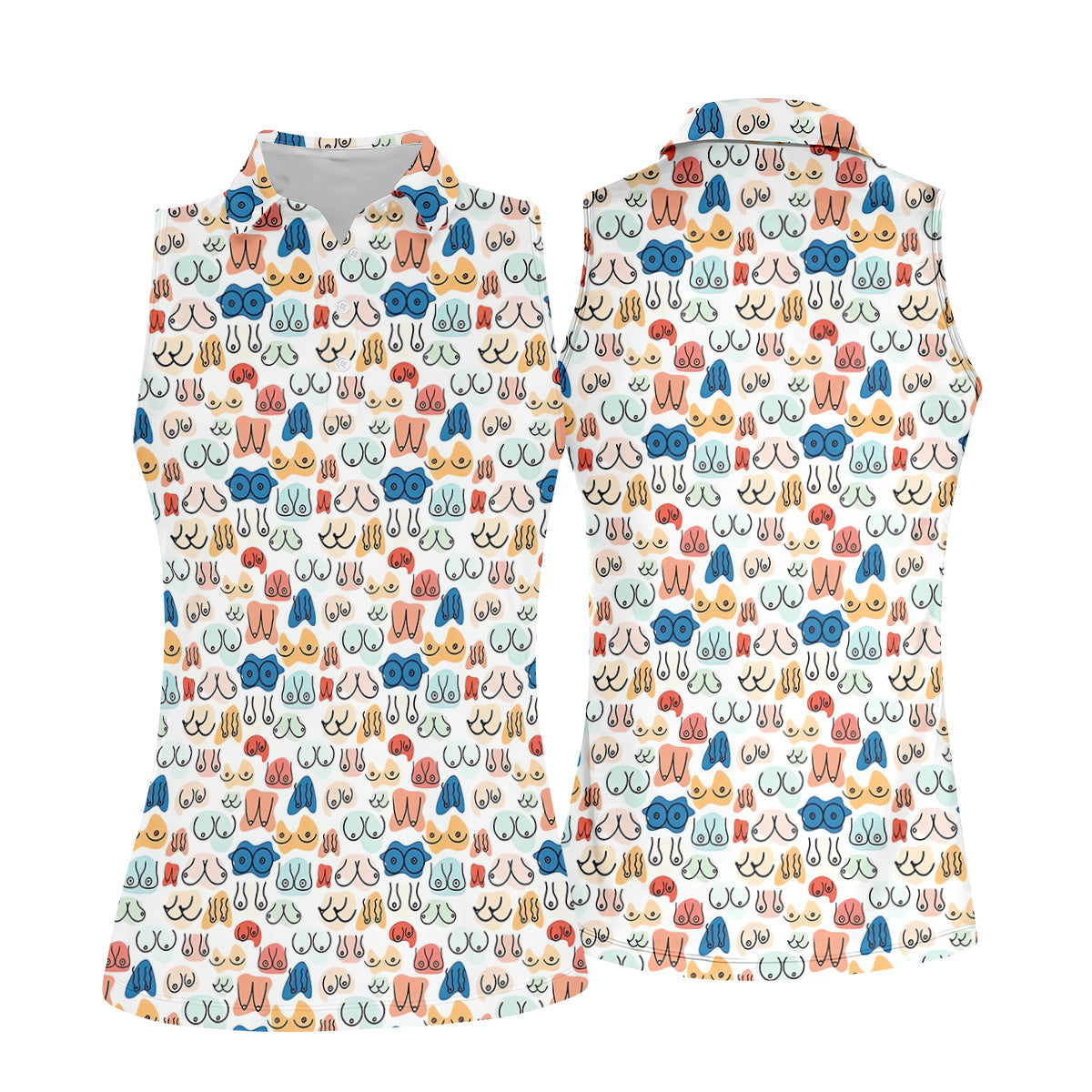 Fun Pattern Colorful Golf Shirt, Funny Golf Shirts Women, Unique Gift For Golfer, Golfing Apparel