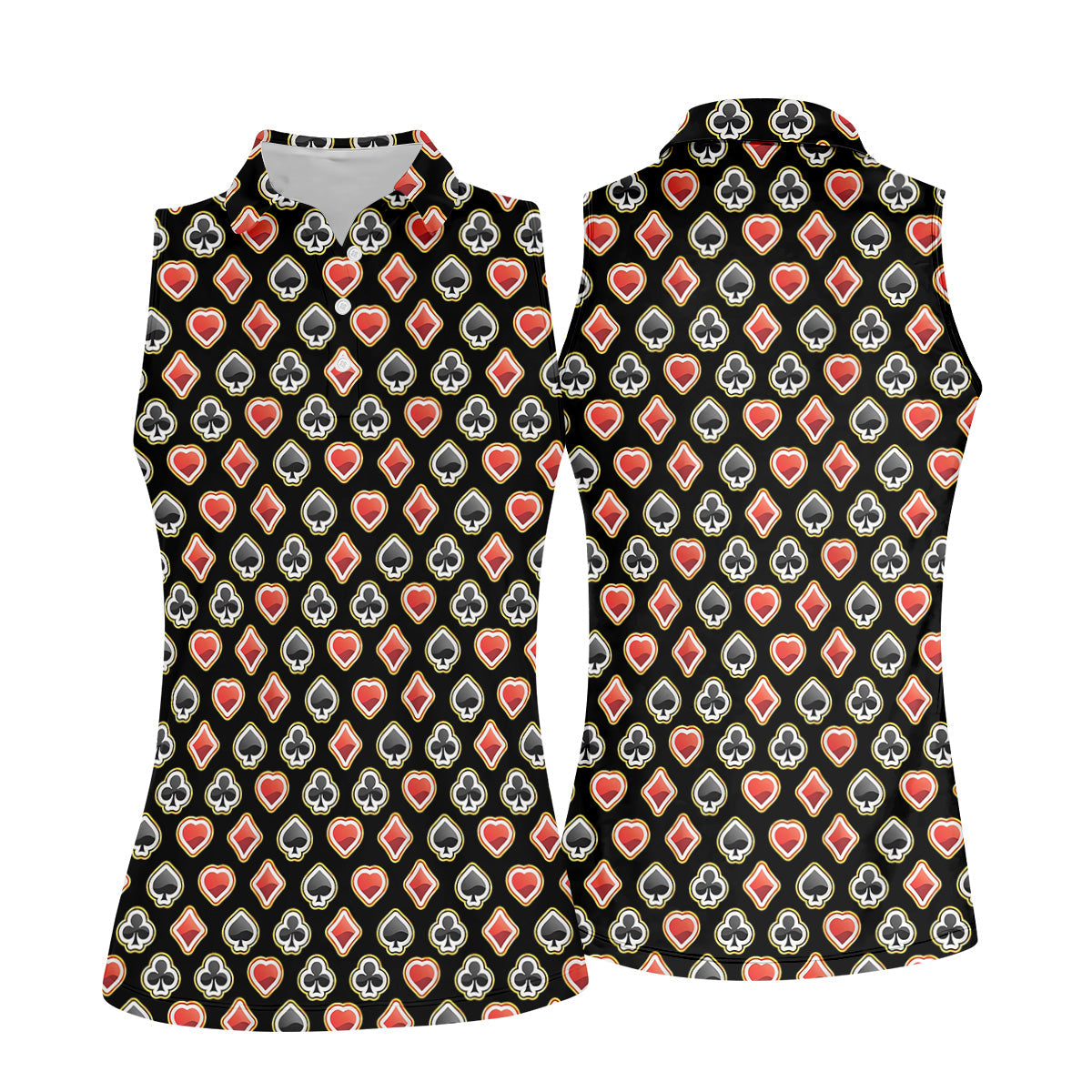 Playing Card Poker Golf Shirt, Women Golf Top, Ladies Sleeveless Tops, Women's Golf Shirts