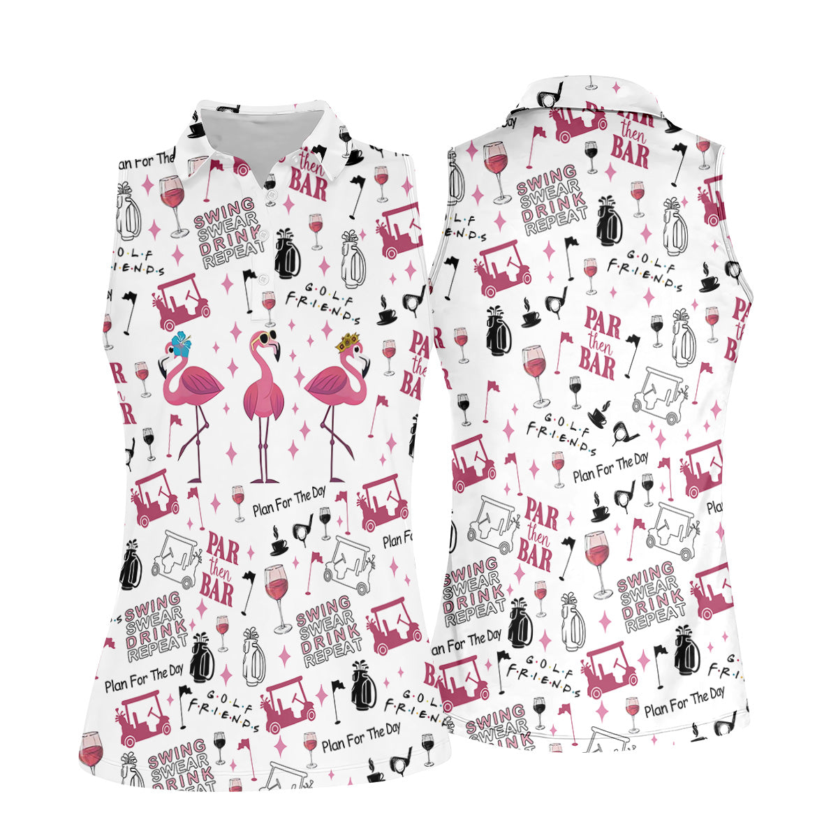 Golf Friends Par Then Bar Flamingo Golf Shirt, Golf Team Shirt, Ladies Pink Golf Shirt, Golf Shirt For Women