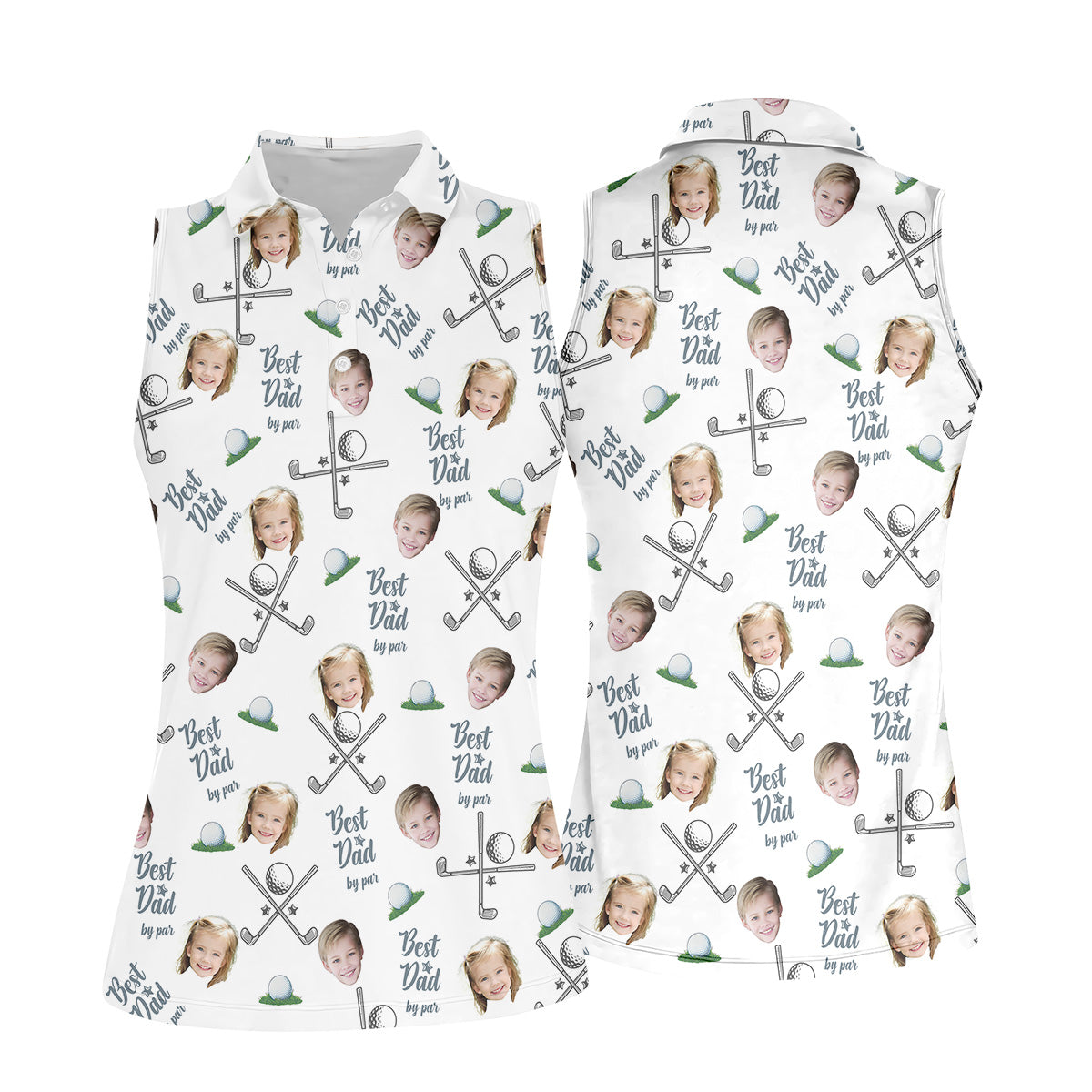 Best Dad By Par Womens Golf Shirts, Custom Face Shirt, Unique Gift For Golfer, Women's Polo Shirt