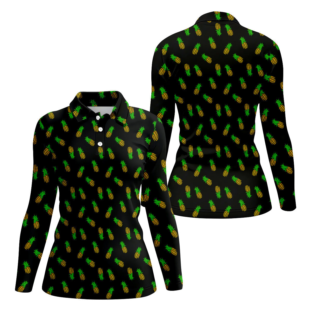 Pineapple Grenade Black And Yellow Women Golf Top, Cool Golf Gift, Ladies Golf Shirts, Golfing Apparel