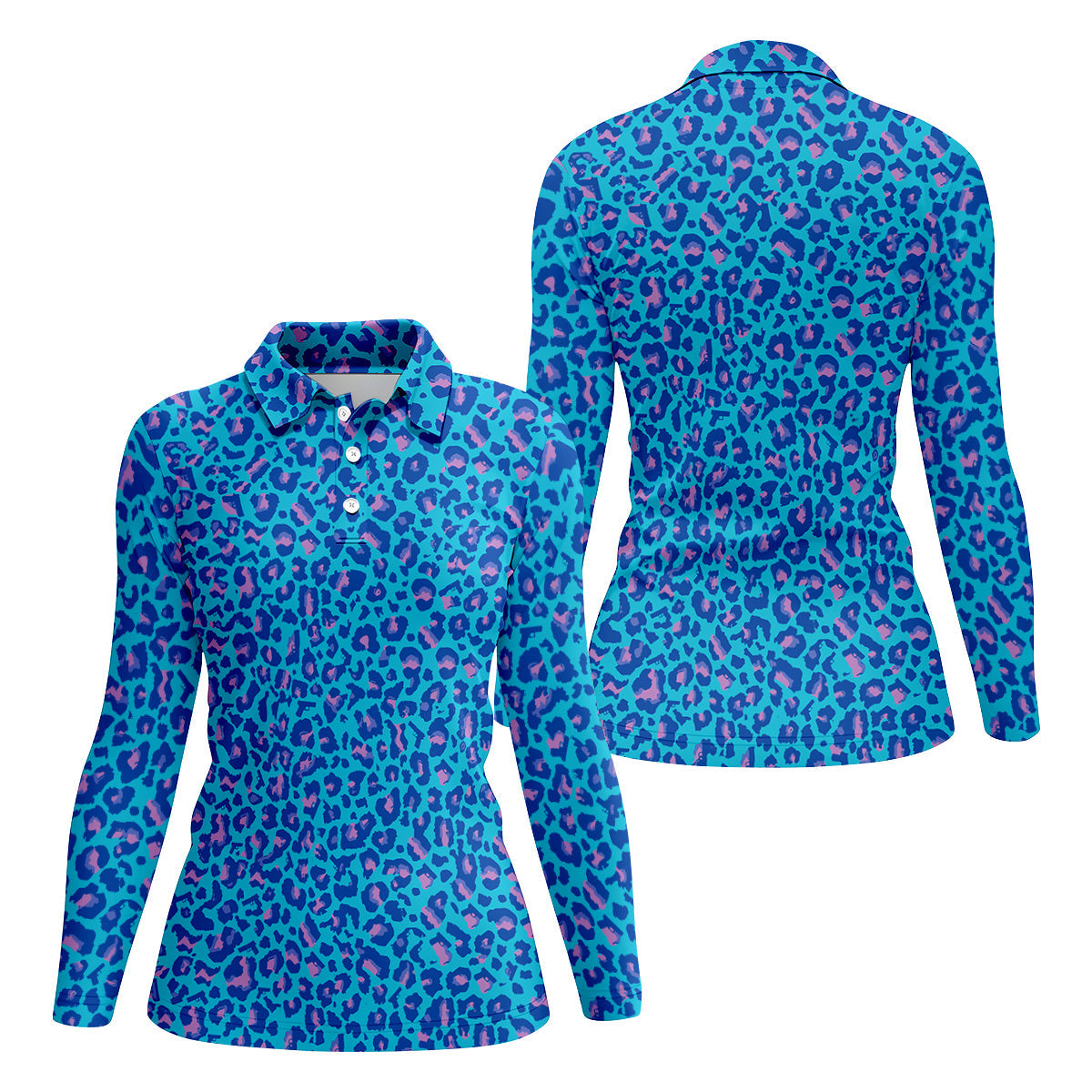 Blue Leopard Women Golf Top, Cool Golf Gift, Ladies Golf Shirts, Golfing Apparel