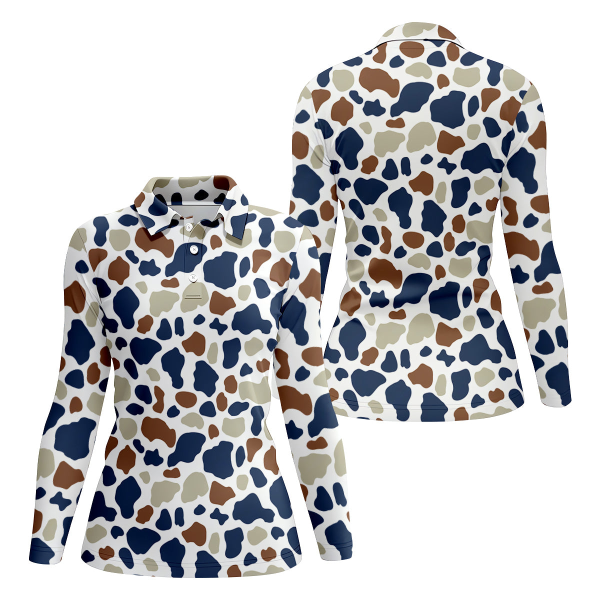 Cow Print Pattern Golf Polo ShirtFun Women's Golf Shirts, Ladies Golf Polos, Golfing Apparel