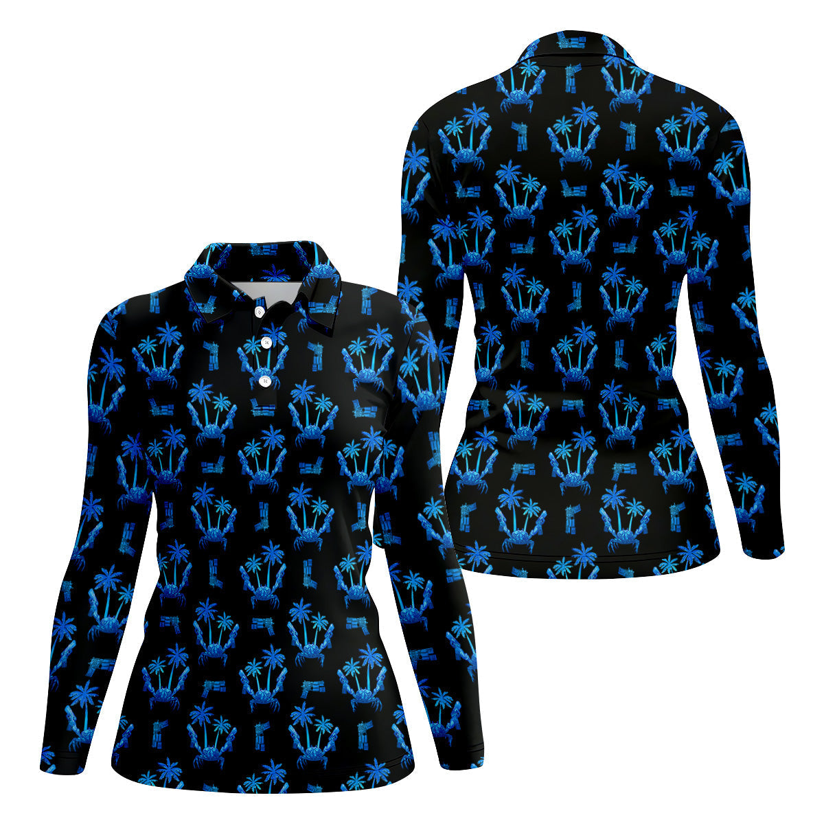 The Blue Crab Tropical Golf Shirts, Black Golf Shirt, Ladies Golf Shirts, Golf Gifts For Women