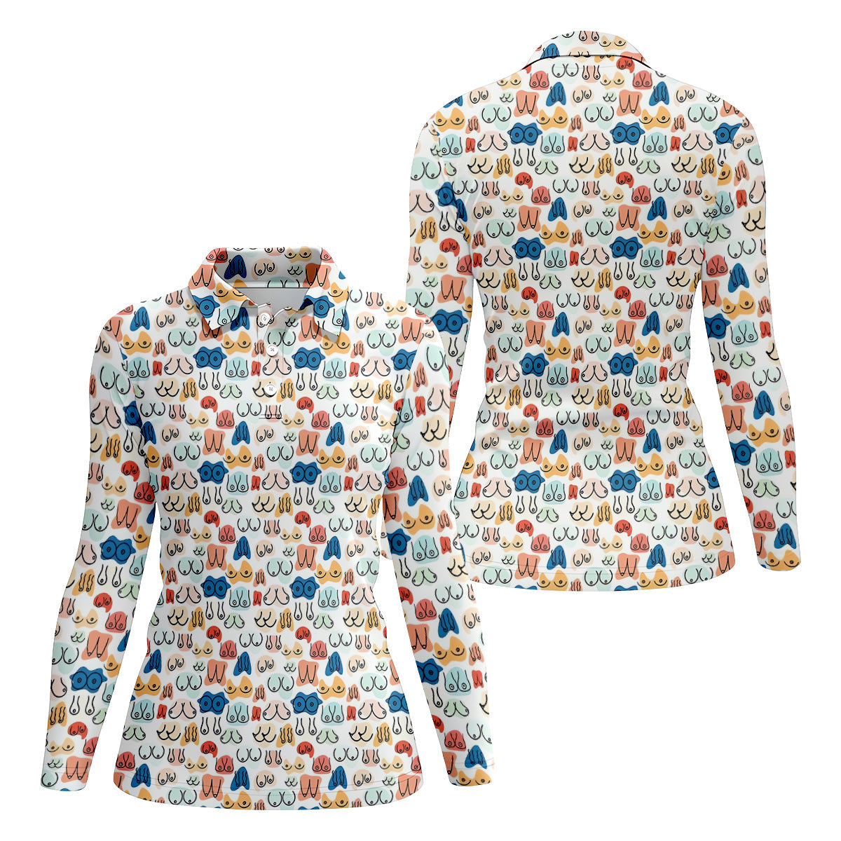 Fun Pattern Colorful Golf Shirt, Funny Golf Shirts Women, Unique Gift For Golfer, Golfing Apparel