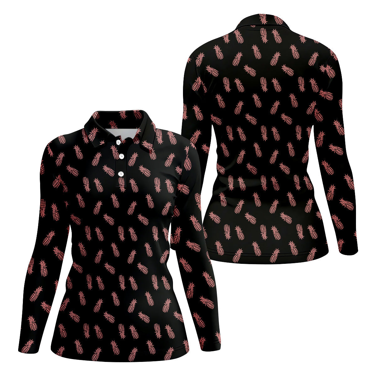 Pineapple Grenade Black And Pink Women Golf Top, Cool Golf Gift, Ladies Golf Shirts