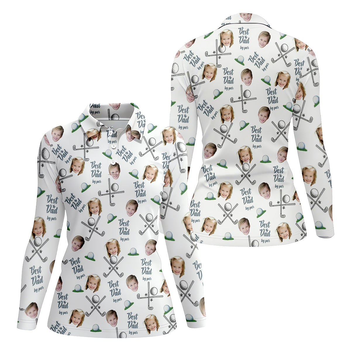Best Dad By Par Womens Golf Shirts, Custom Face Shirt, Unique Gift For Golfer, Women's Polo Shirt
