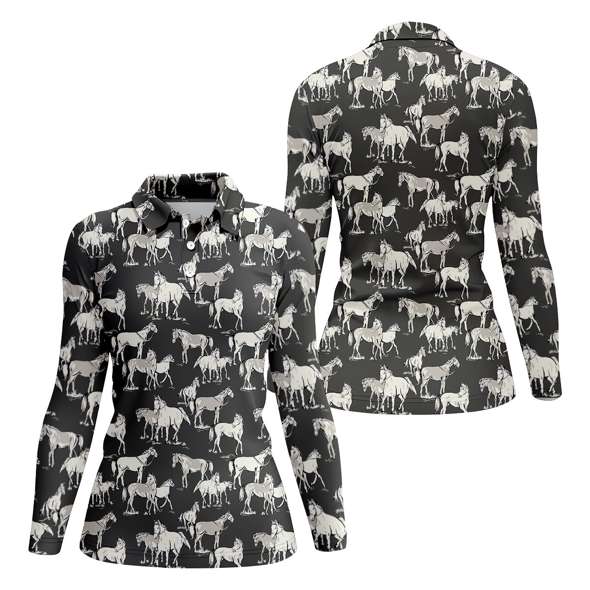 Wild Horse Seamless Pattern Women Golf Top, Golf Shirt For Women, Ladies Golf Polos