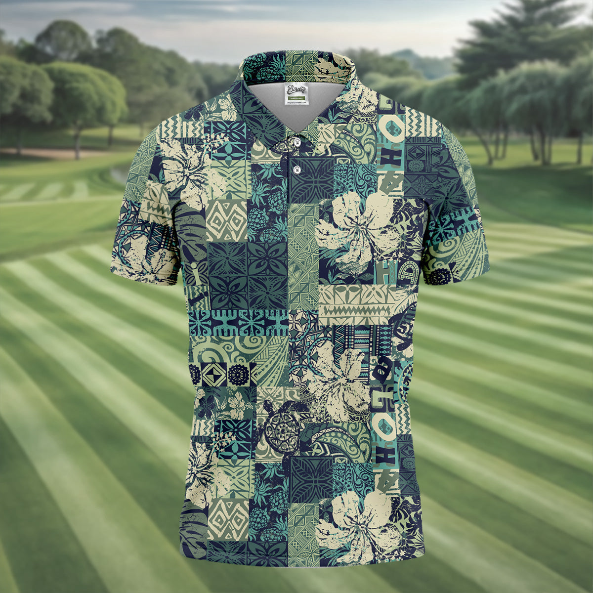 Tribal Aztec Tropical Golf Shirt, Hawaiian Golf Shirts, Mens Golf Polo Shirtf Gift For Men