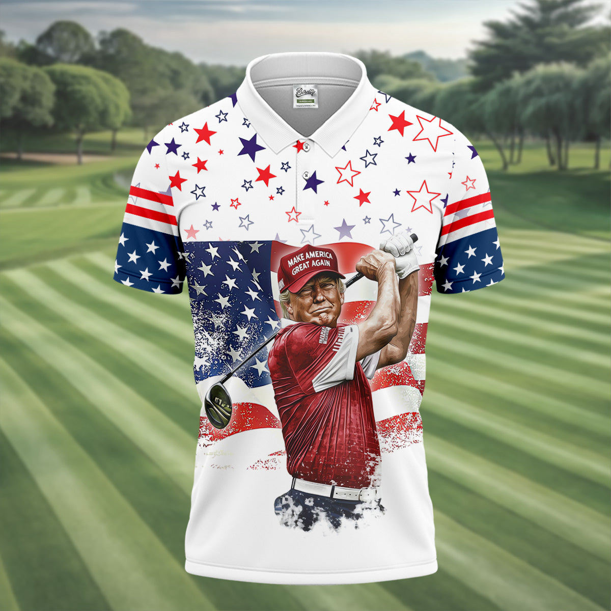 Red White And Donald Trump Men's Patriotic Golf Shirts, Polo ShirtFor Men, Golfing Apparel