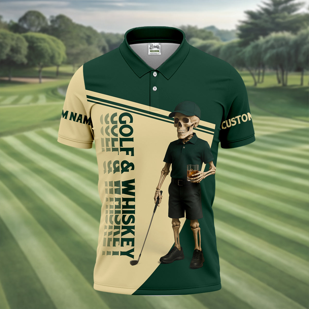 Golf And Whiskey Funny Skeleton Golf Tops For Men, Fun Golf Shirts For Men, Golfing Apparel