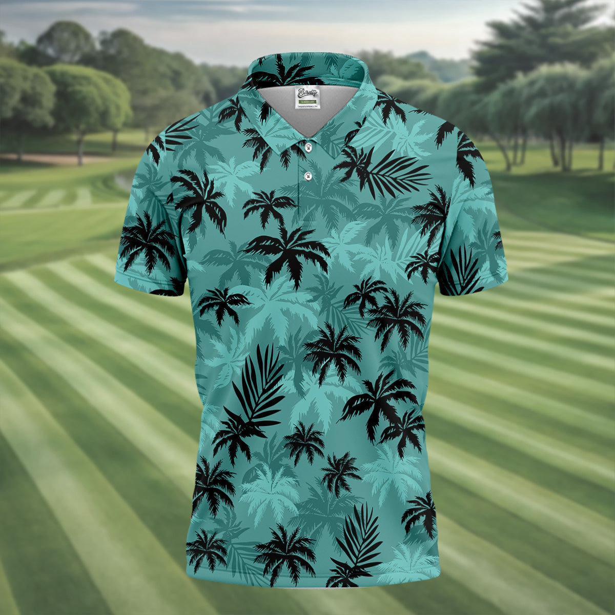 Tropical Palm Leaves Golf Tops For Men, Hawaiian Golf Shirts, Polo ShirtFor Men, Golf Gift For Men