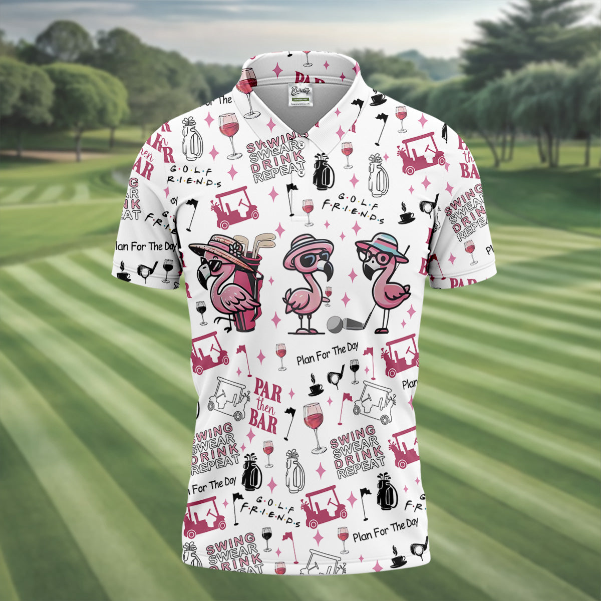 Golf Friends Par Then Bar Flamingo Golf Shirt, Golf Team Shirt, Fun Golf Shirts For Men, Golf Gift For Men