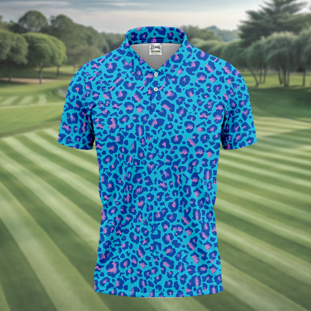 Blue Leopard Golf Tops For Men, Men Polo, Golf Gift For Men, Golfing Apparel