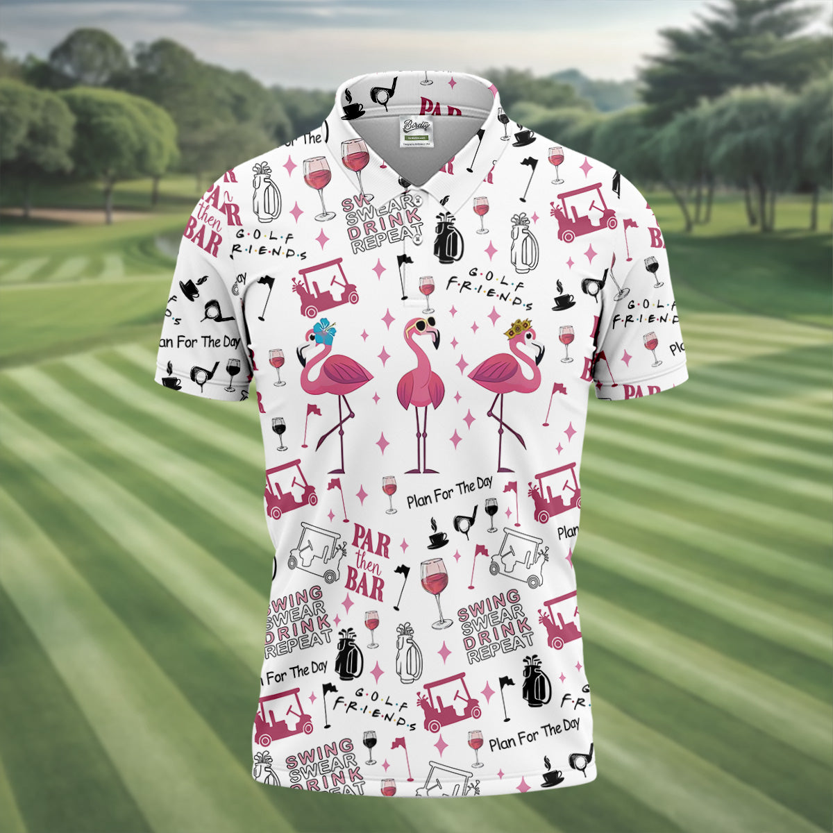 Golf Friends Par Then Bar Flamingo Golf Shirt, Golf Team Shirt, Polo ShirtFor Men, Golfing Apparel