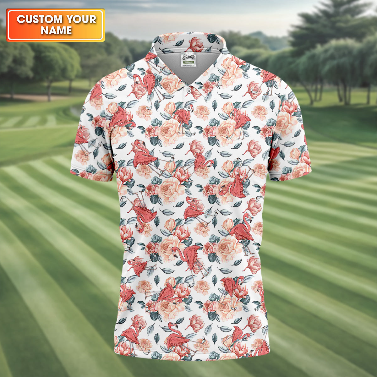 Floral Golf Shirt With Funny Flaming, Cute Golf Outfit, Mens Golf Polo Shirt Men Sweatshirt, Golfing Apparel