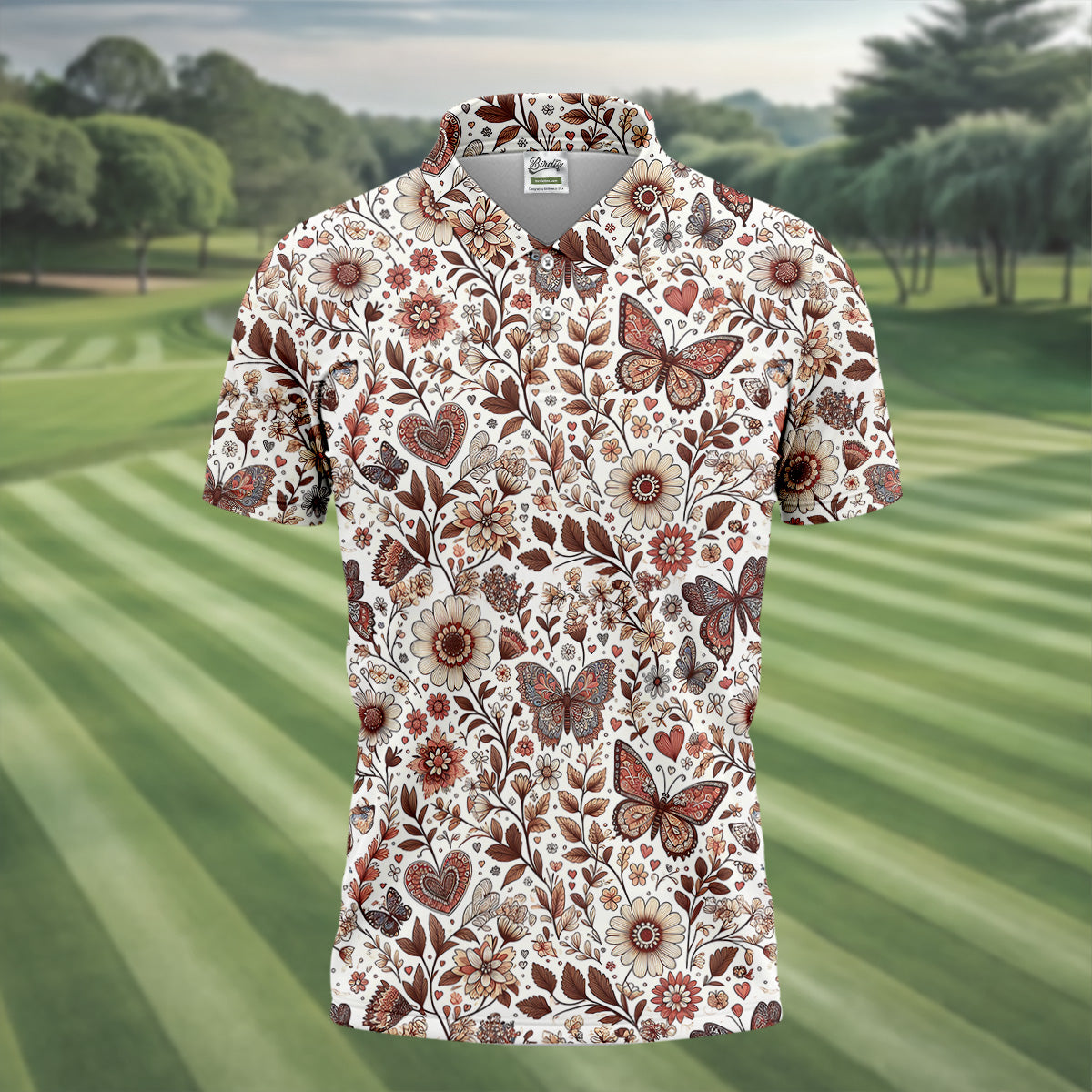Spring Butterfly Golf Tops For Men, Retro Golf Shirt, Polo Shirtor Men, Golfing Apparel