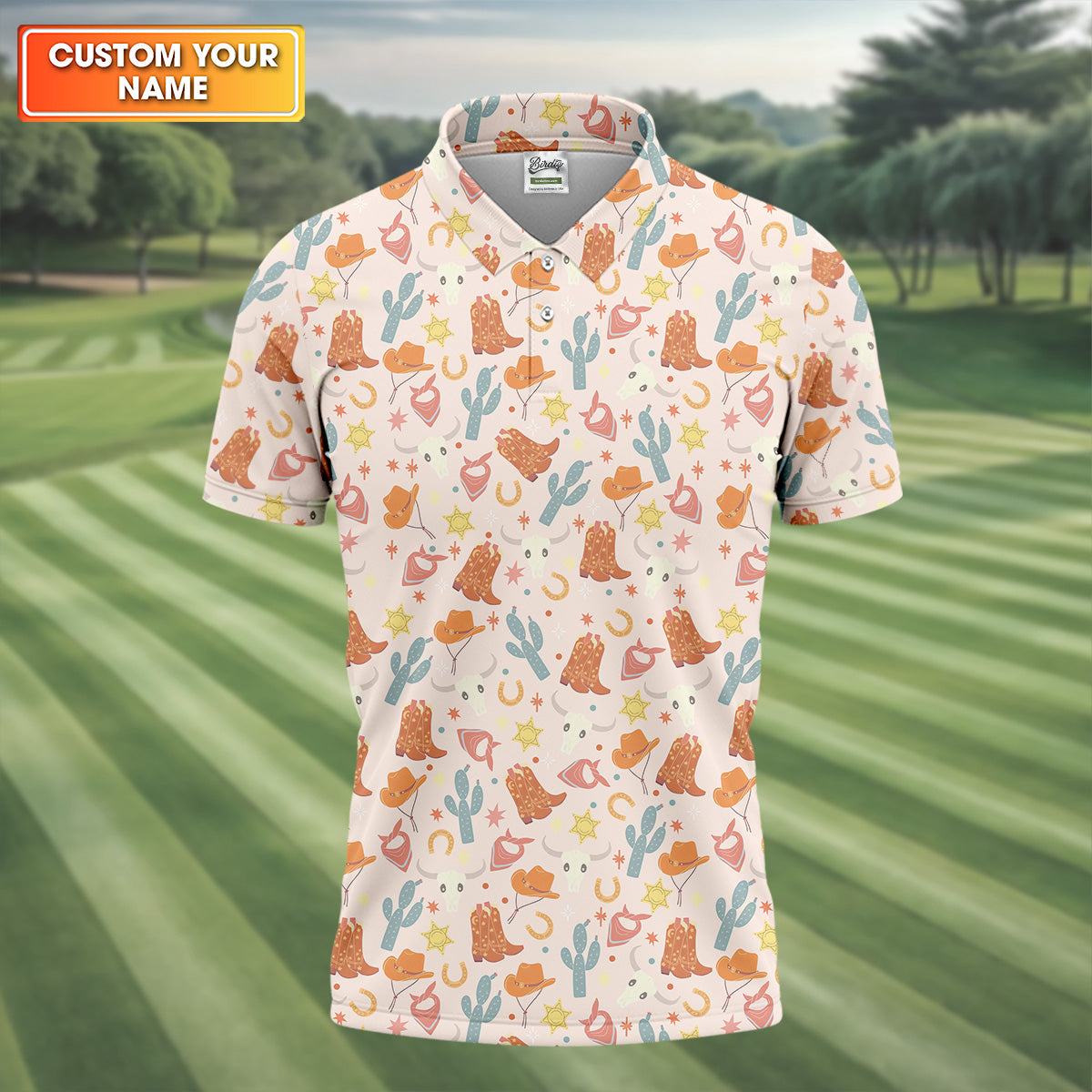 Western Golf Shirt, Cow Skull Shirt, Mens Golf Polo Shirt Golf Accessories For Men, Golfing Apparel