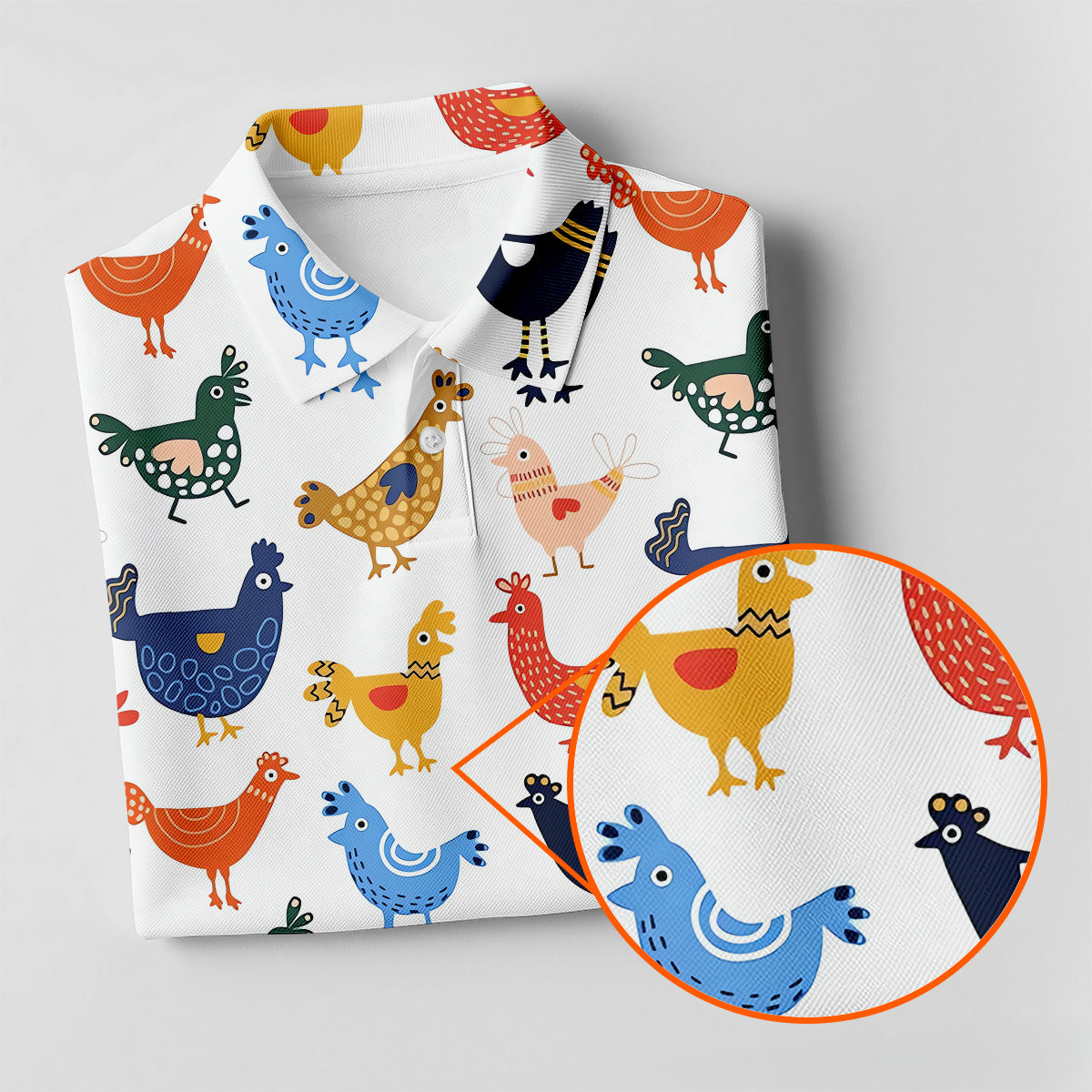 Colorful Animated Chickens White Polo Women, Gift For Chicken Lover, Ladies Golf Shirts, Golfing Apparel
