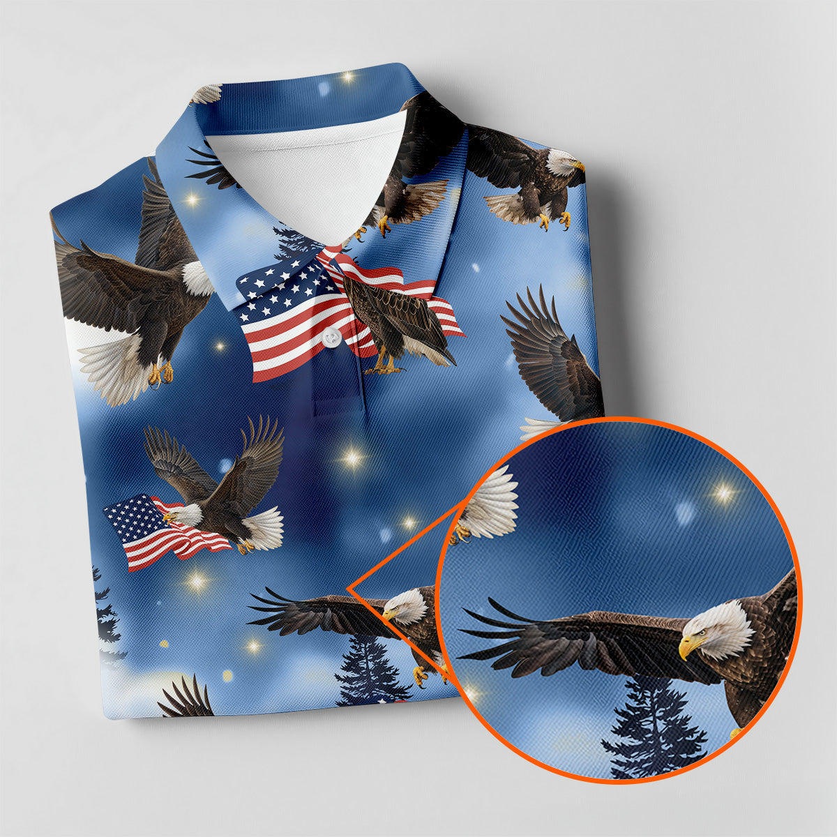 American Flag Eagle Ladies Patriotic Golf Shirts, Womens Golf Tops, Ladies Golf Shirts