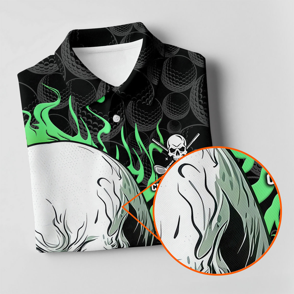 Skull Neon Golf Team Shirt, Custom Golf Polos, Womens Golf Tops, Ladies Golf Polos, Cool Golf Gift