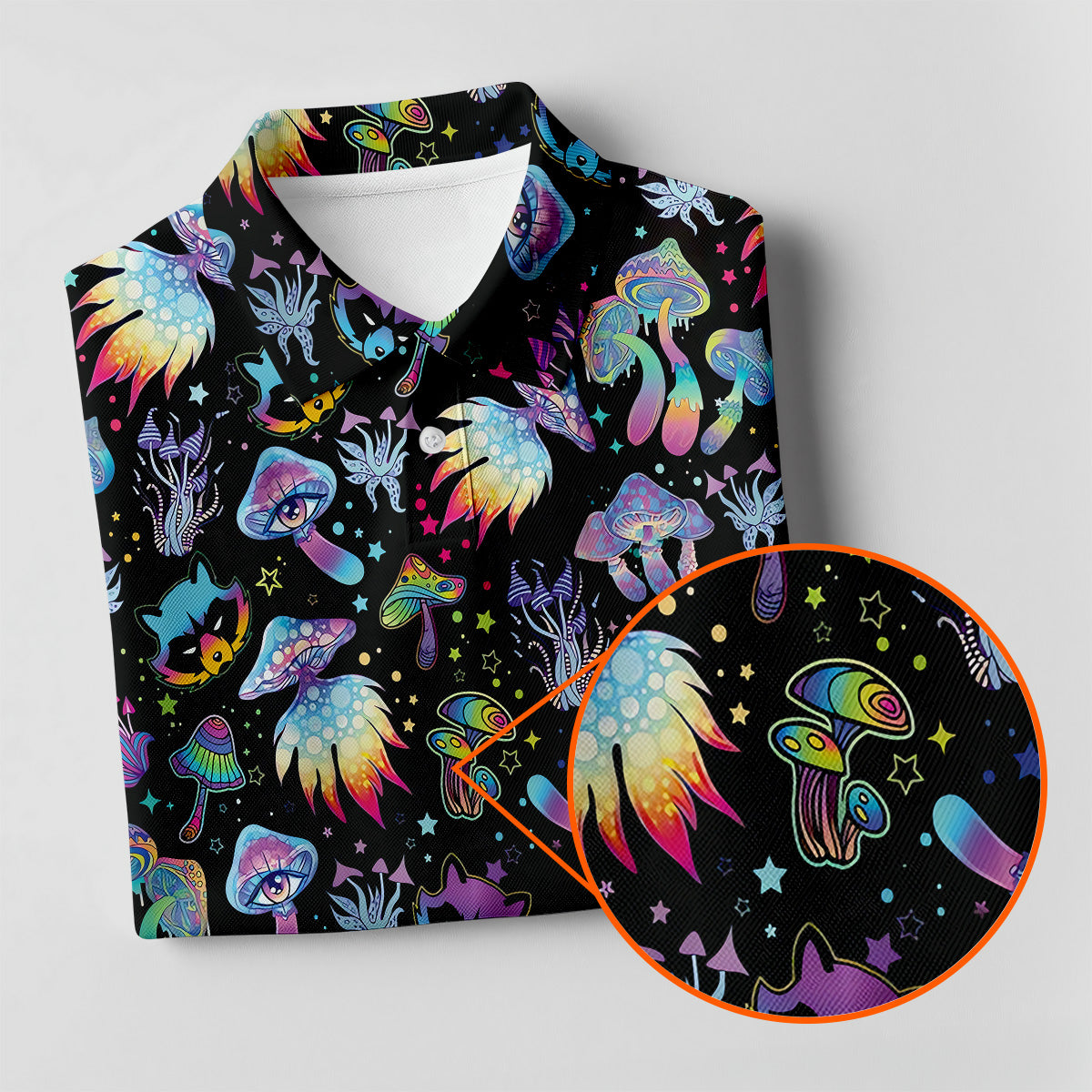 Funny Neon Cat Alien Mushroom Women Golf Shirt, Ladies Golf Polos, Cool Golf Gift