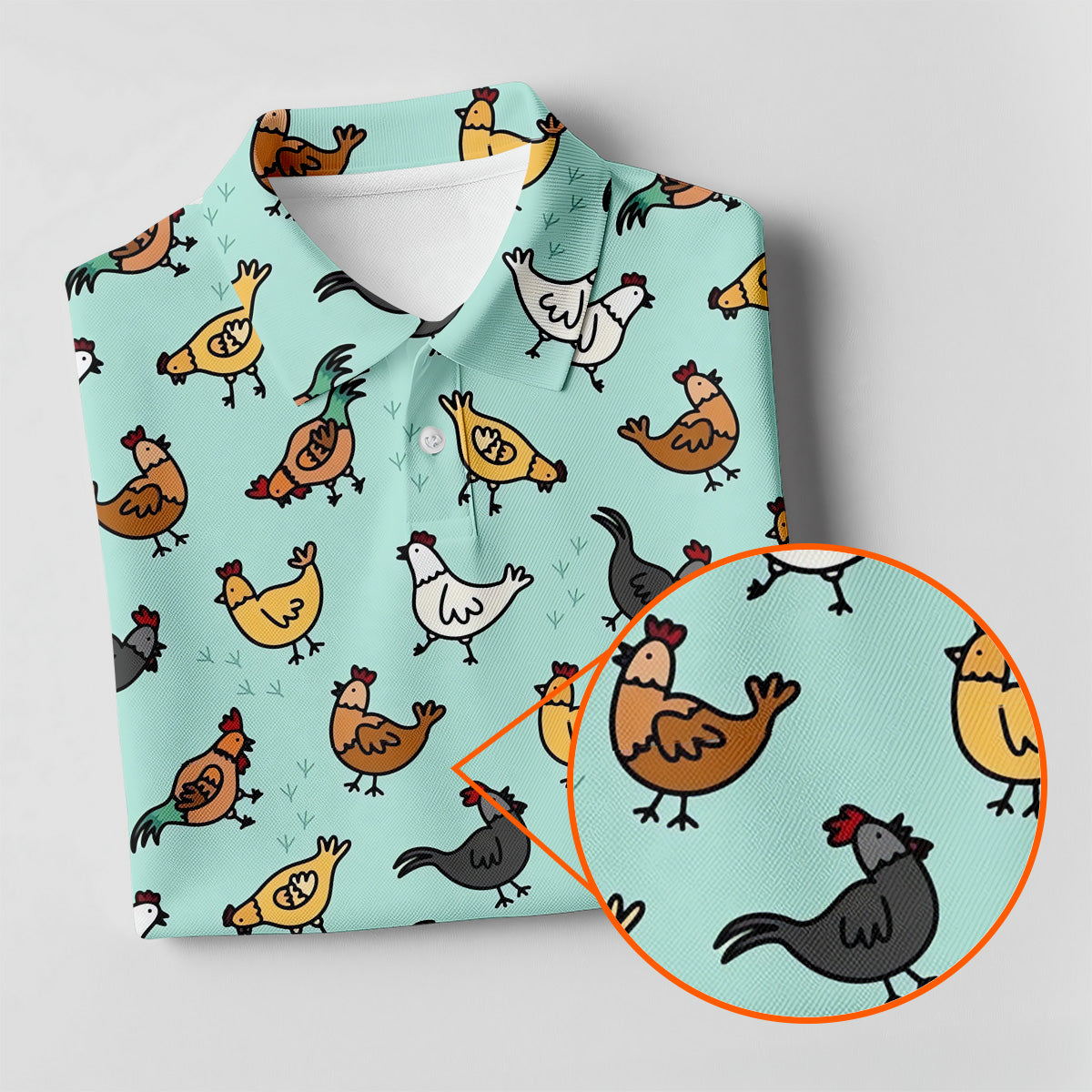 Chicken Rooster Mint Women Golf Top, Gift For Chicken Lover, Ladies Golf Shirts, Women's Polo Shirt
