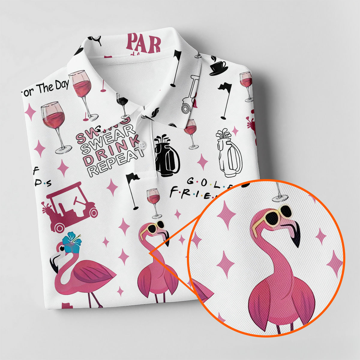 Golf Friends Par Then Bar Flamingo Golf Shirt, Golf Team Shirt, Ladies Pink Golf Shirt, Golf Shirt For Women