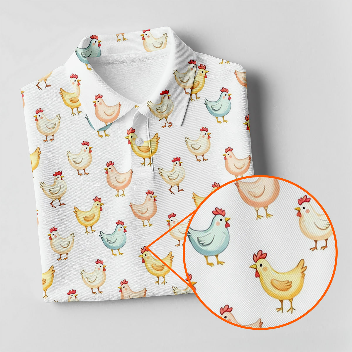 Chicken Rooster White Women Golf Top, Gift For Chicken Lover, Ladies Golf Shirts, Women's Polo Shirt