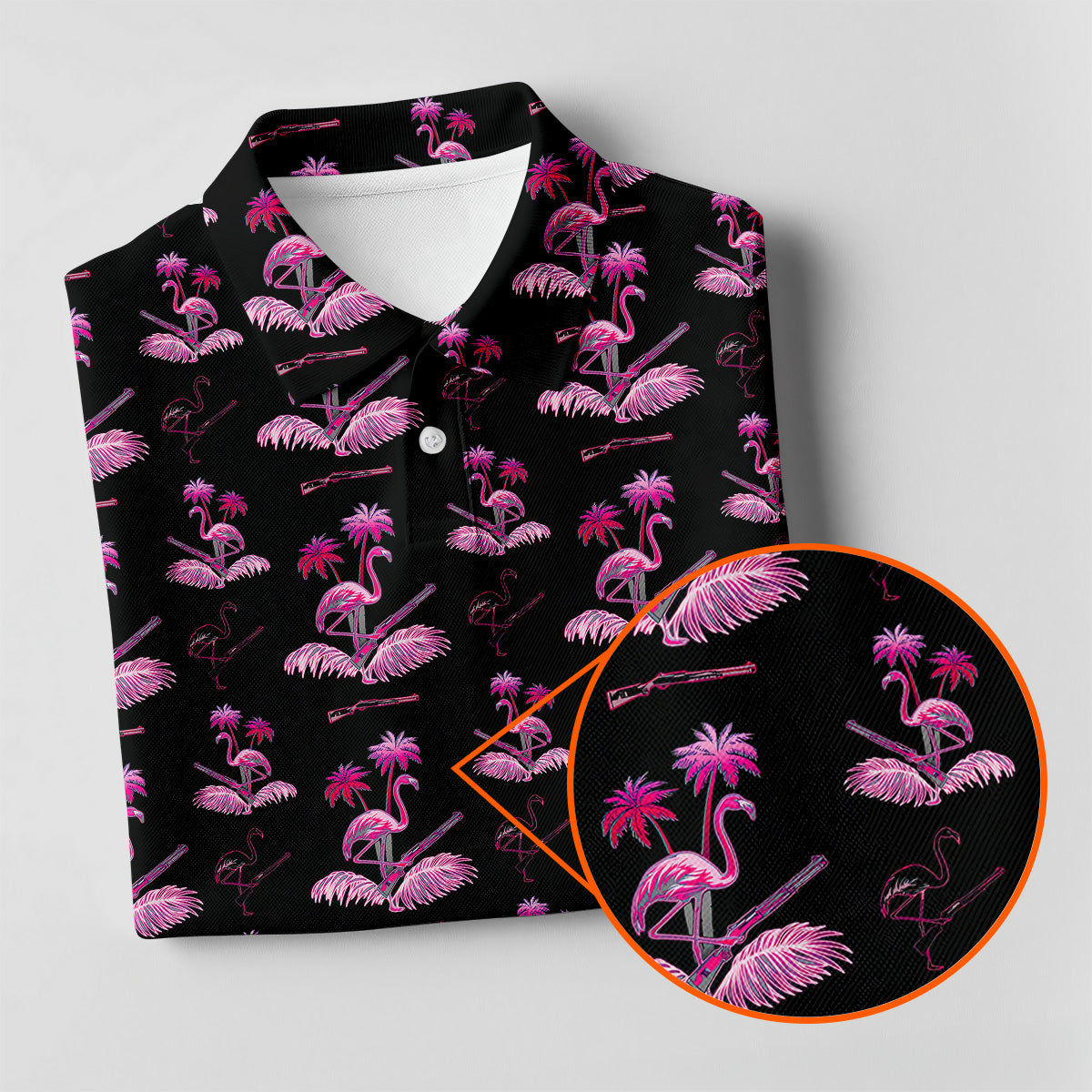 Flamingo Tropical Pink And Black Women's Golf Tops, Ladies Golf Shirts, Golf Gifts For Women