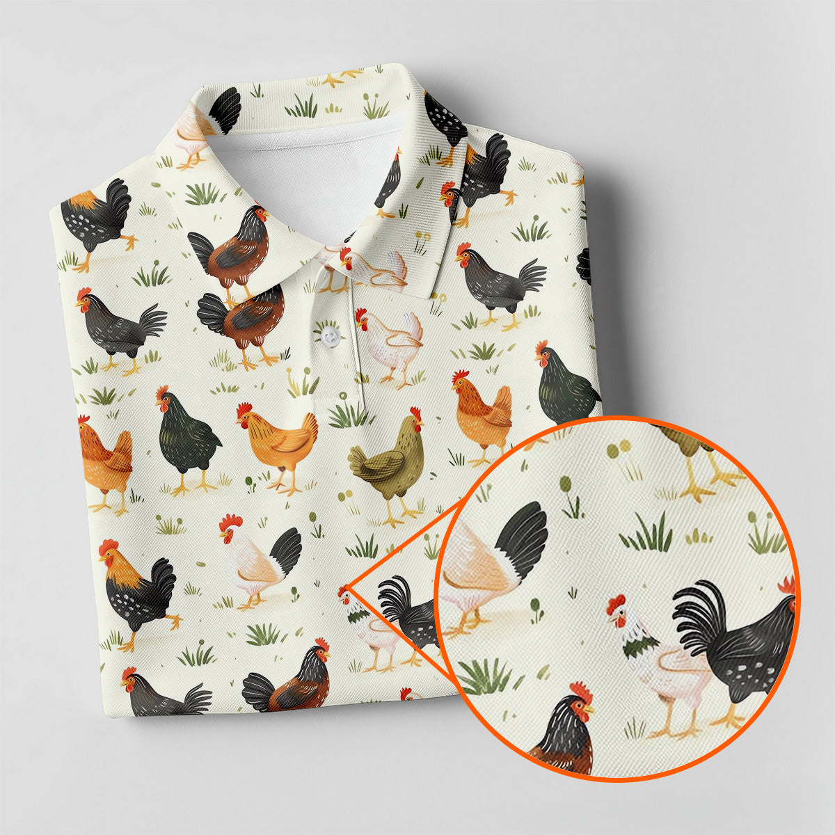 Chicken Rooster Beige Women Golf Top, Gift For Chicken Lover, Ladies Golf Shirts, Women's Polo Shirt