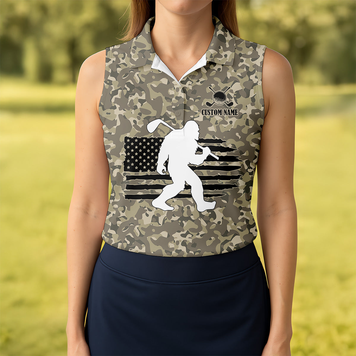 Not All Who Wander Are Lost Bigfoot Patriotic Golf Shirt, Camo Polo ShirtLadies Golf Shirts