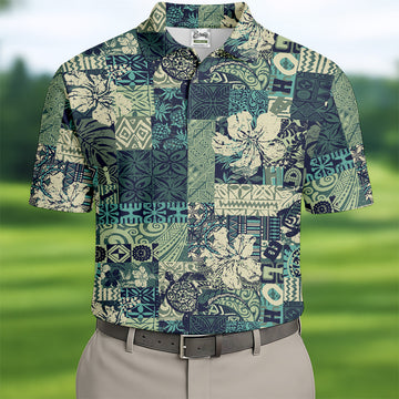 Tribal Aztec Tropical Golf Shirt, Hawaiian Golf Shirts, Mens Golf Polo Shirtf Gift For Men