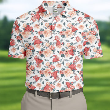 Floral Golf Shirt With Funny Flaming, Cute Golf Outfit, Mens Golf Polo Shirt Men Sweatshirt, Golfing Apparel