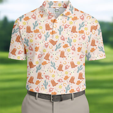 Western Golf Shirt, Cow Skull Shirt, Mens Golf Polo Shirt Golf Accessories For Men, Golfing Apparel