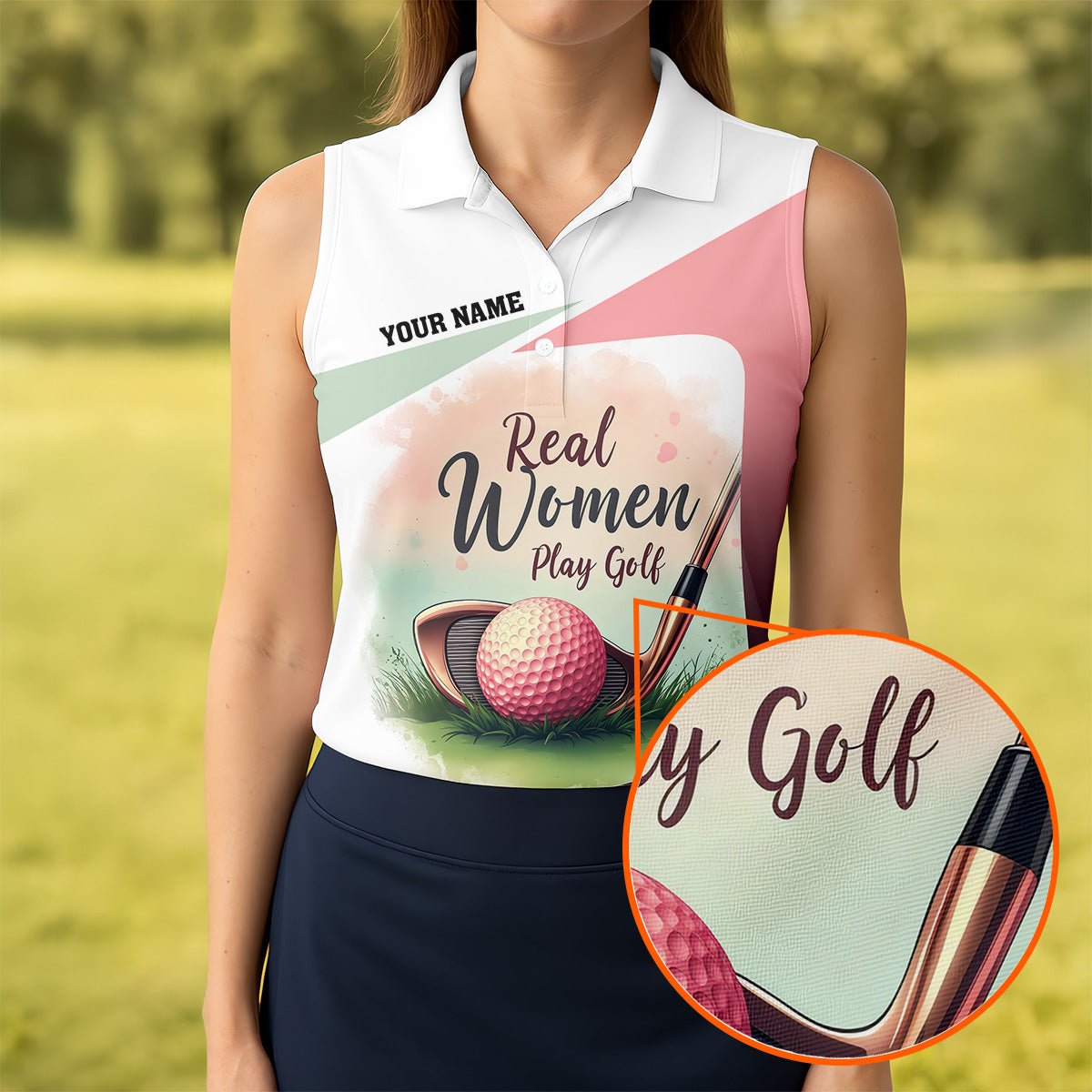 Real Women Play Golf Women Golf Top, Ladies Sleeveless Polo, Cool Golf Gift, Golfing Apparel