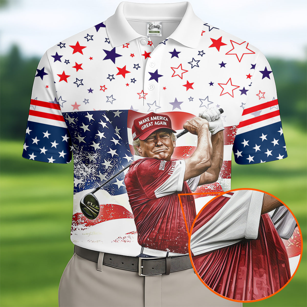 Red White And Donald Trump Men's Patriotic Golf Shirts, Polo ShirtFor Men, Golfing Apparel