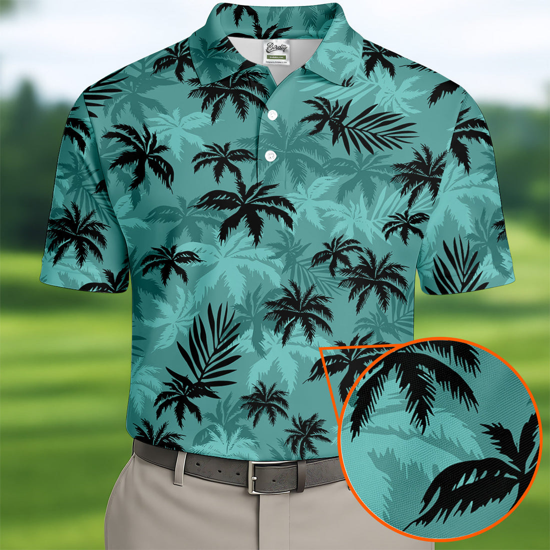 Tropical Palm Leaves Golf Tops For Men, Hawaiian Golf Shirts, Polo ShirtFor Men, Golf Gift For Men