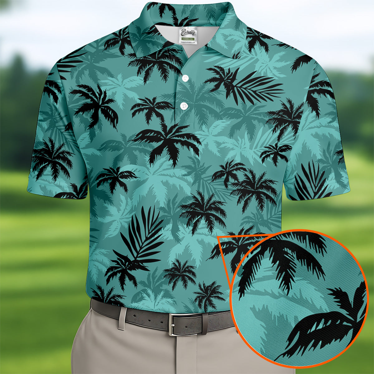 Tropical Palm Leaves Golf Tops For Men, Hawaiian Golf Shirts, Polo ShirtFor Men, Golf Gift For Men