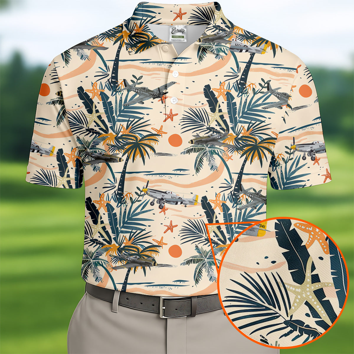 Beach Tropical Seamless Pattern Men Polo, Retro Golf Shirt, Polo ShirtFor Men, Golfing Apparel