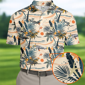 Beach Tropical Seamless Pattern Men Polo, Retro Golf Shirt, Polo ShirtFor Men, Golfing Apparel