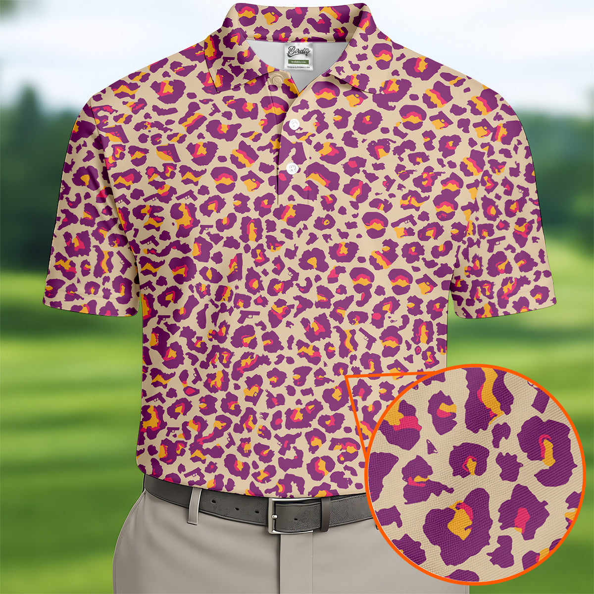 Pink Leopard Golf Tops For Men, Golf Gift For Men, Golf Shirts For Men, Golfing Apparel